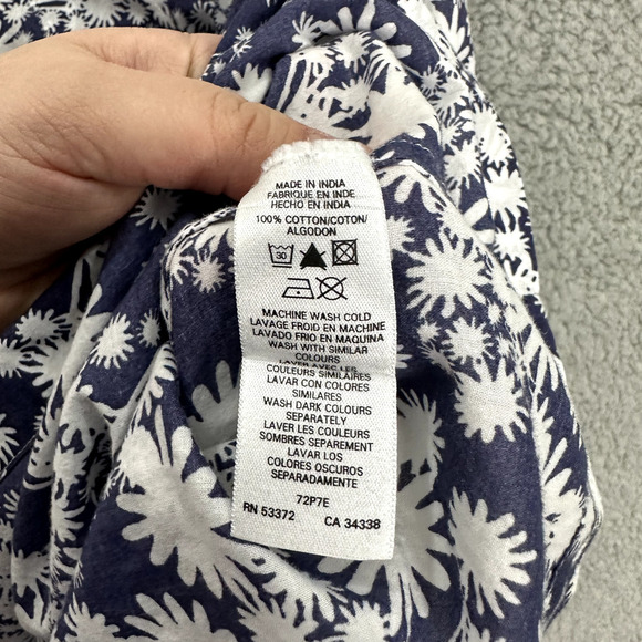 French Connection Top Womens 12 Blue Abstract Floral Short Sleeve Flowy Boho - Picture 6 of 6